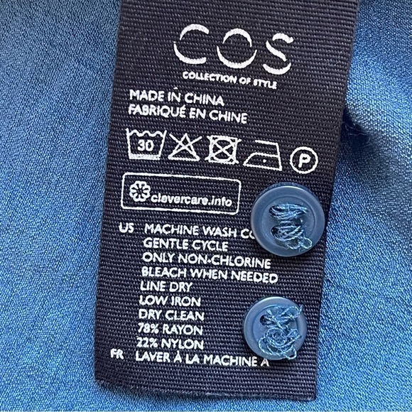 COS long sleeve lightweight rayon blend round neck button front teal tunic top 8 - Picture 8 of 13